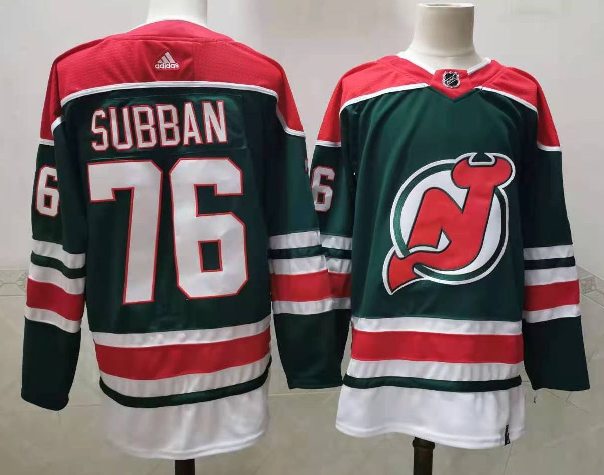 Men New Jersey Devils #76 Subban Green Throwback Stitched 2021 Adidias NHL Jersey->columbus blue jackets->NHL Jersey